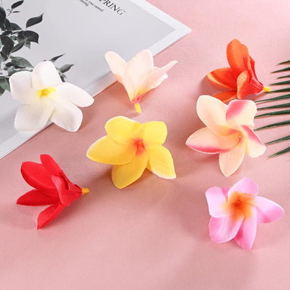 M METERXITY 20-Pack Artificial Plumeria Flowers, Fake Silk Heads Flower Hawaiian Plumeria Petal for DIY Crafts/Dress/Wedding/Party Decoration [Pink, 2.4"/ 6cm]