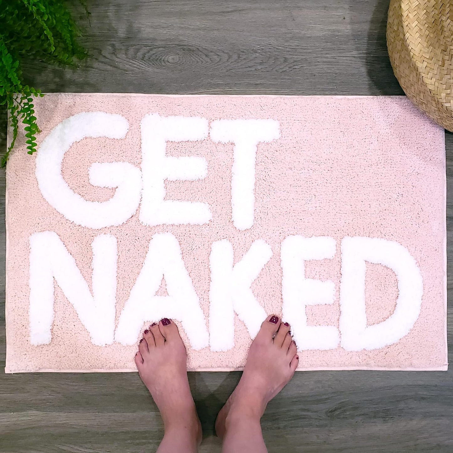 New Mungo Get Naked Bath Mat Pink - Blush Bathroom Rugs - Bath Mat - 31" x 20"