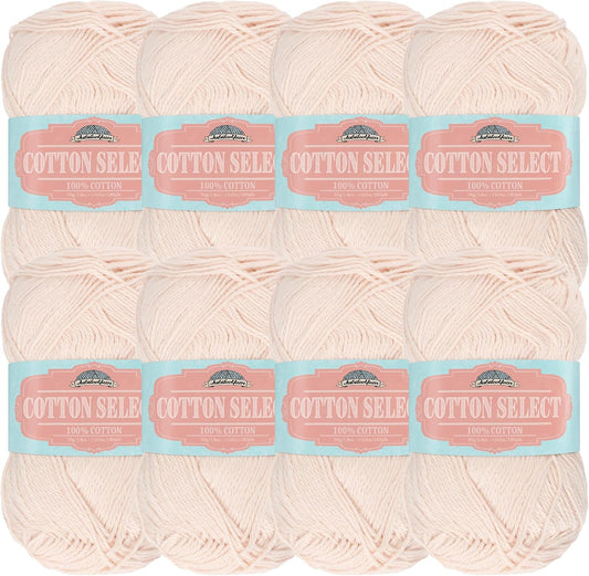 JubileeYarn Cotton Select Yarn - 50g/Skein Sport Weight - Blushed Peach - 8 Skeins