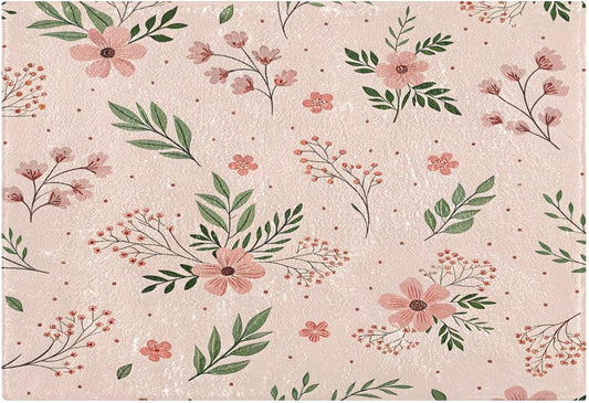 Elegant Flowers Pink Bathroom Mat Rug 24" x 16" Non Slip Super Absorbent Quick Dry Bath Mats for Bathtub Fluffy Rugs