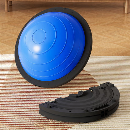 Vtory Foldable Balance Ball, Upgrate Half Ball Balance Trainer, 1300 lbs Capacity Stability Ball, 23.5 Inch Yoga Half Ball, with Resistance Band & Foot Pump, No-slip Blue Pink
