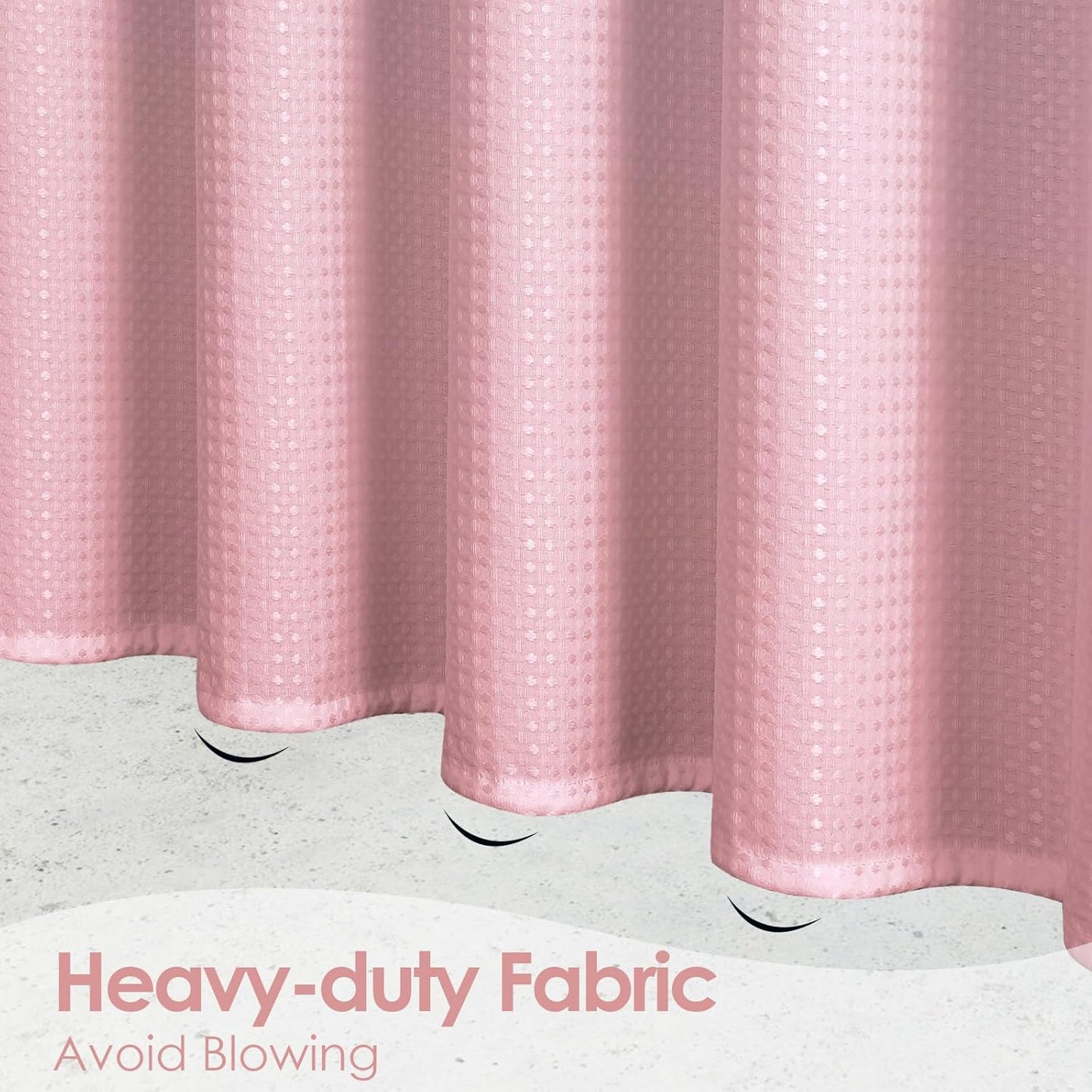 MitoVilla Extra Long Shower Curtain 72 x 84, Pink Ombre 84 inch XL Waffle Fabric Shower Curtains for Modern Luxury Bathroom Decor, Waffle Weave Textured 180GSM Weighted Shower Curtain 84 inch