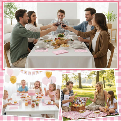NatNarr 60 Pcs Pink Gingham Napkins, 2 Ply Pink and White Plaid Bathroom Napkin Guest Disposable Checkered Dinner Napkin for Mother's Day Birthday, Baby Bridal Shower, Wedding