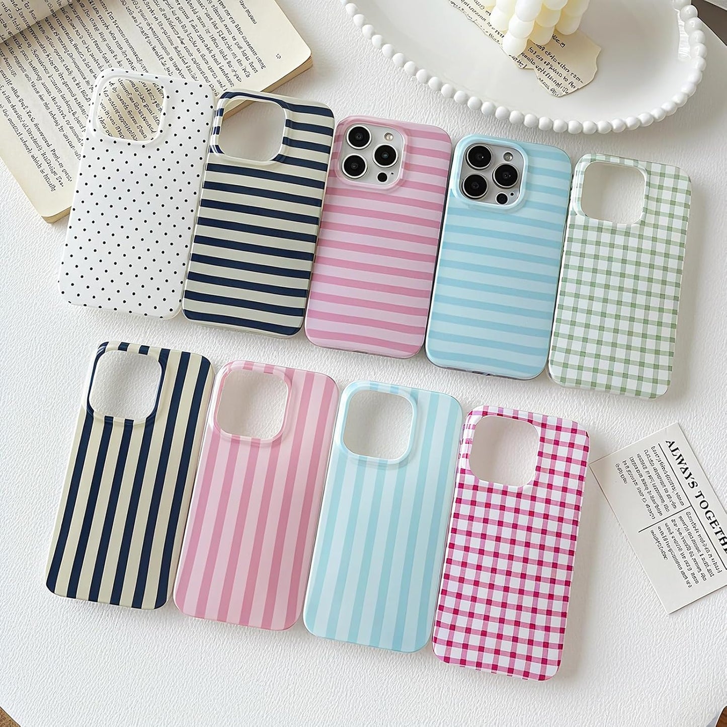 ZTOFERA for iPhone 15 Pro Max Case with Geometric Vertical Stripes,Cute Fashion Simple Line Pattern for Women Men,Soft TPU Slim Glossy Shockproof Case Cover(Pink)