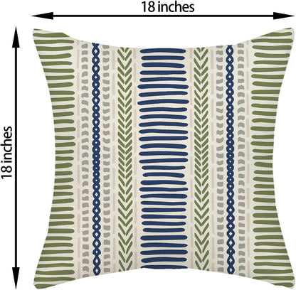 Pink Sage Green Pillow Covers 18x18 Inch 2 Pcs Boho Preppy Polka Dots Striped Decor Throw Pillows Modern Geometric Outdoor Farmhouse Decoration Pillowcase Linen Cushion Cover for Couch Sofa