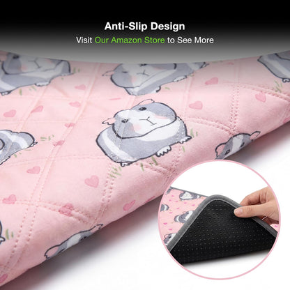 GuineaLoft™ Guinea Pig Cage Liner 2-Pack - Pink, 47" x 24" Reusable Washable Bedding, Absorbent & Waterproof Pee Pad for Model-A & C&C Cages, Rabbits, Dogs, Cats & Small Pets