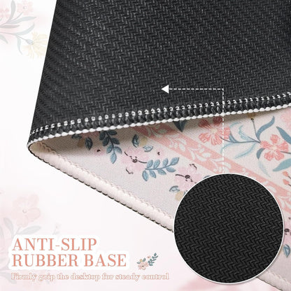 iCasso Aesthetic Small Floral Mouse Pad, Pink Mini Portable Travel Mousepad, Anti-Slip and Comfortable Cloth Mouse Mat 7.9"x9.5" with Stitched Edges for Computer, Laptop, Office, Home(Pink Floral)