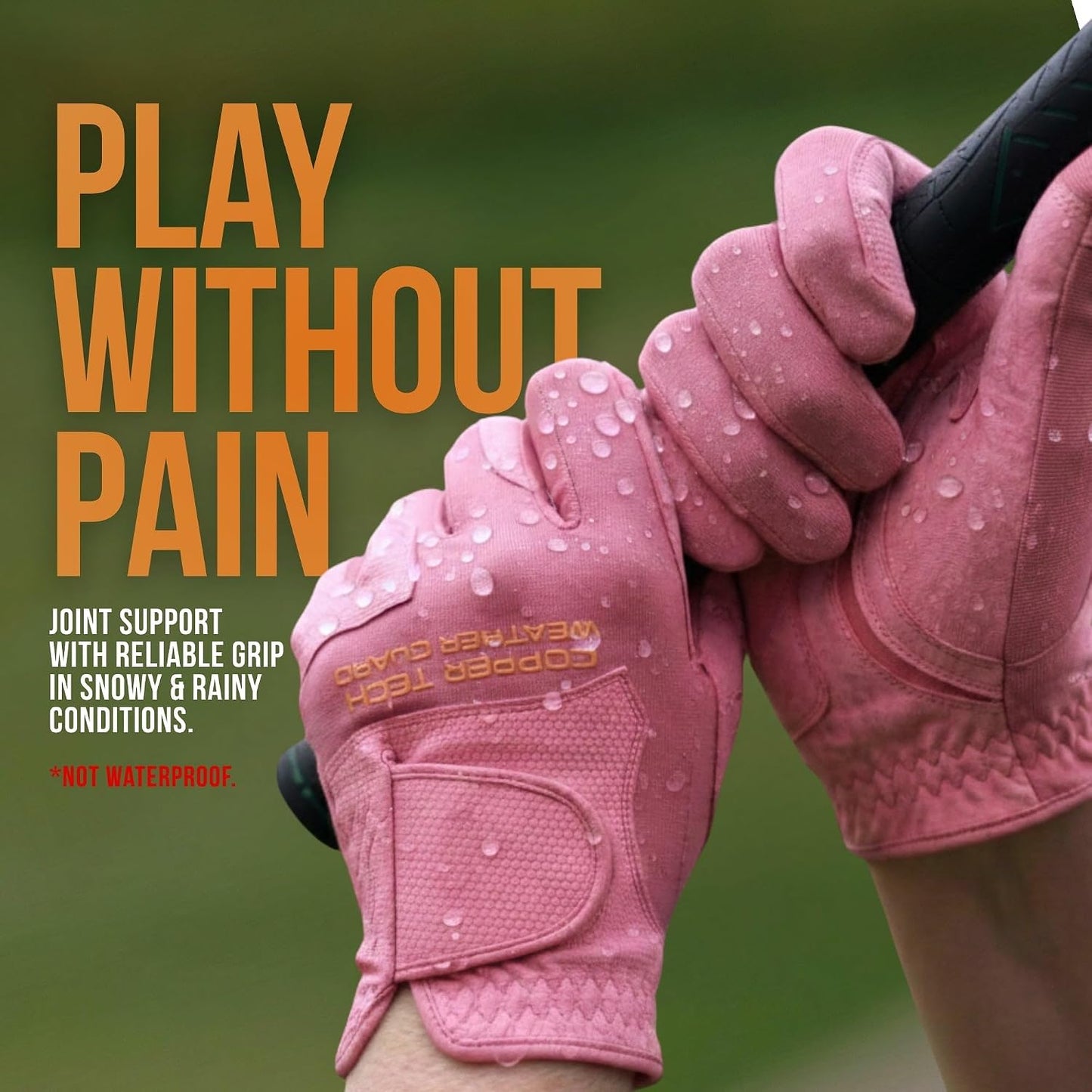 Copper Tech Plus Rain Golf Gloves Women Left Hand or Right Hand (Single) | Water-Enhanced Golf Rain Gloves for Women | Joint Support Ergonomic Copper Compression