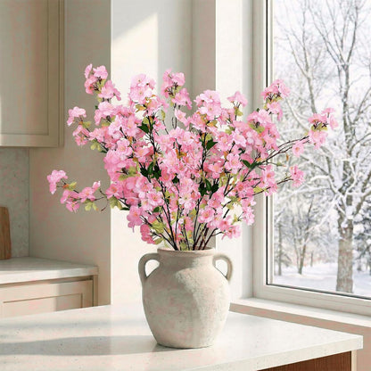 6Pcs Pink Artificial Cherry Blossom Branches for Home Decor 27’’ Faux Silk Long Stem Flowers for Spring Dining Wedding Party Decoration Indoor Table Centerpieces