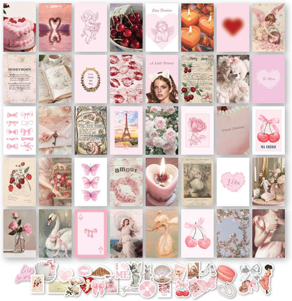 97 Decor Pink Coquette Room Decor Aesthetic - Coquette Wall Decor, Coquette Posters For Room Aesthetic Pink Collage Kit For Teen Girls Dorm Bedroom, Cute Pictures Trendy Art Prints (4x6)