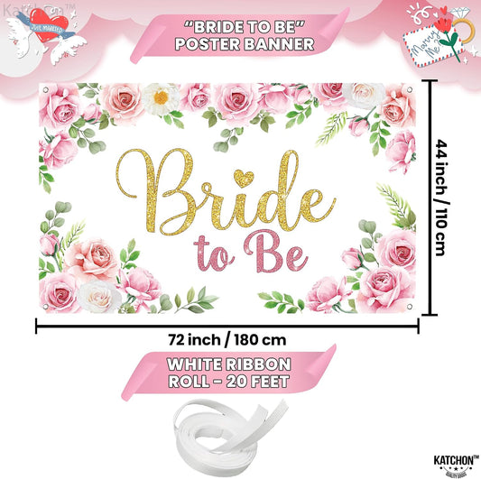 KatchOn, Pink Bride to Be Banner - XtraLarge, 72x44 Inch | Brides to Be Sign for Bridal Shower Decorations | Wedding Shower Decorations | Bridal Shower Backdrop | Pink Bride to Be Decorations