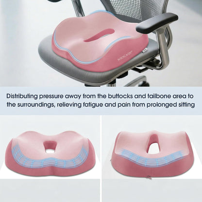 Ergonomic Memory Foam Seat Cushion - Suitable for Office Chairs, car Seats, and wheelchairs. Relieves Tailbone and Hip Pain. Durable and Comfortable.-Double Pink-M Runs Small