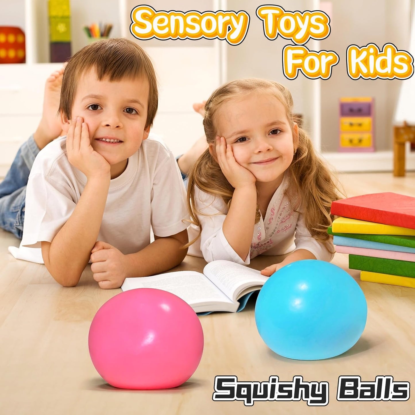 Giant Squishy Stress Balls for Kids and Adults - 4-Inch Jumbo Squishy Toys Dough Stress Ball, Stretchy Squeeze Fidget Toys for Boys, Girls, Birthday Gift, Easter Basket Stuffers (Pink)