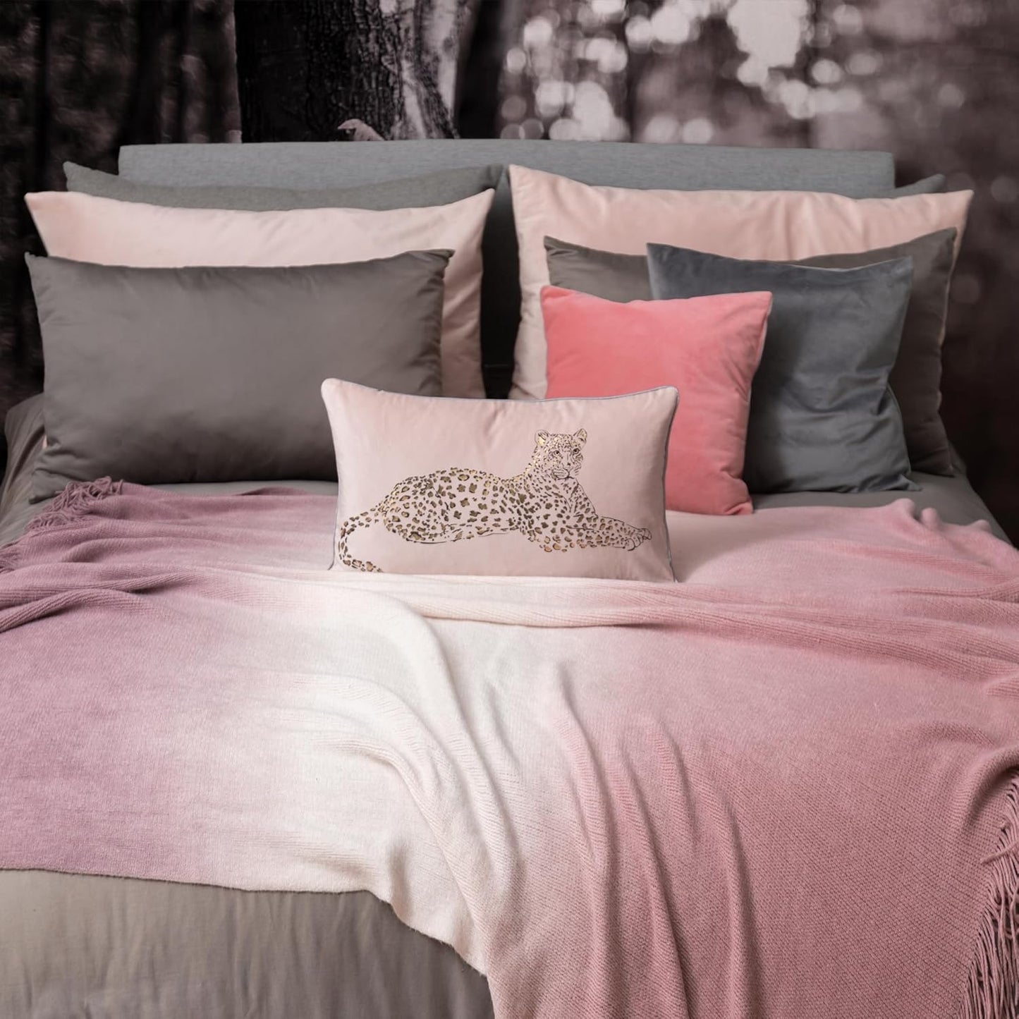 JWH Leopard Print Throw Pillow Cover Decorative Velvet Cushion Case Gold Foil Printing Lumbar Pillowcase for Bed Couch Chair Car 12x20 Inches Light Pink