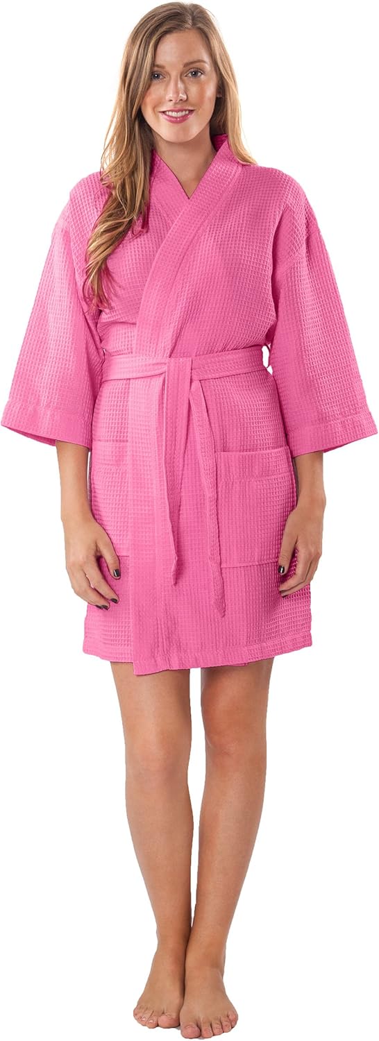 Turquaz Lightweight Short Robes For Women Waffle Kimono Bathrobe - Soft, Fast-Drying, Long-Lasting Cotton Blend