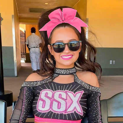 CN 10PCS 7.5" Pink Large Cheer Bows, Cheerleading Bows Ponytail Holder for Girls, Grosgrain Ribbon Cheer Hair Bows with Elastic Hair Tie for Cheerleader College Sports Softball Competition