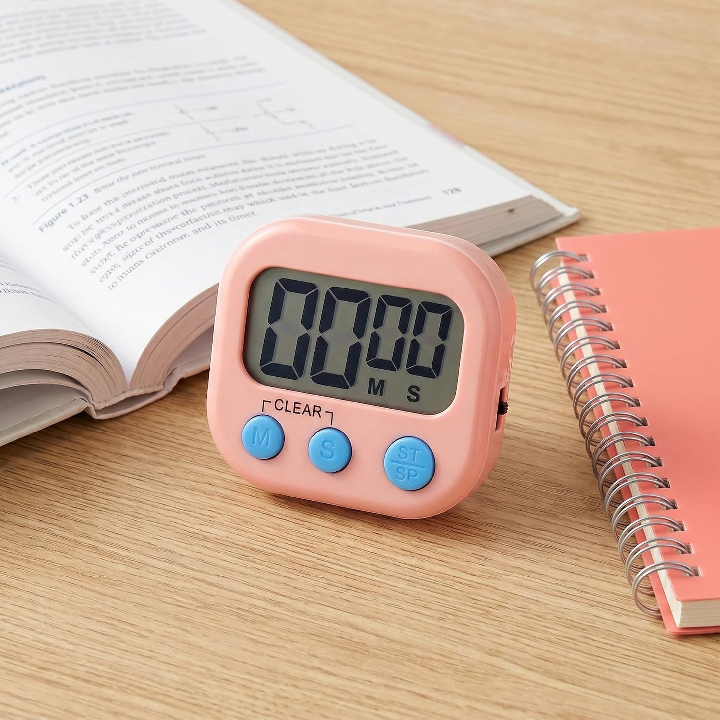 Kitchen Timer, Loud Alarm Clock Magnetic Backing Stand Cooking Timers, Digital Timer Teacher Supplies for Kitchen and Work 3x2.6x0.8inch Pink