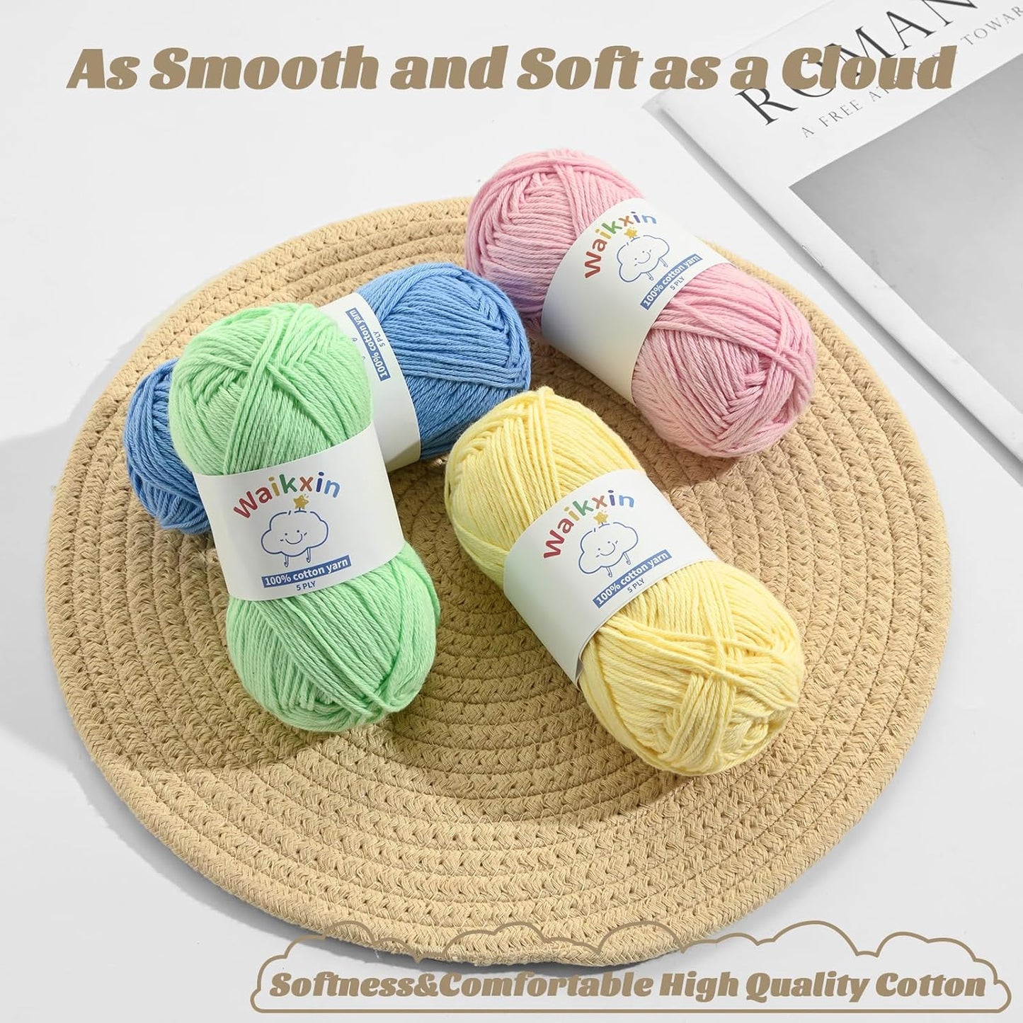 Cotton Yarn for Crocheting - 262.4yds / 3.52oz Baby Yarn for Crocheting Soft - 100% Milk Cotton Yarn 5 Ply Crochet Amigurumi Yarn for Crafts&Puzzle/Socks/Hats(2 Deep Pink)