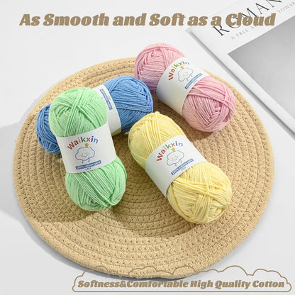 Cotton Yarn for Crocheting - 262.4yds / 3.52oz Baby Yarn for Crocheting Soft - 100% Milk Cotton Yarn 5 Ply Crochet Amigurumi Yarn for Crafts&Puzzle/Socks/Hats(2 Deep Pink)