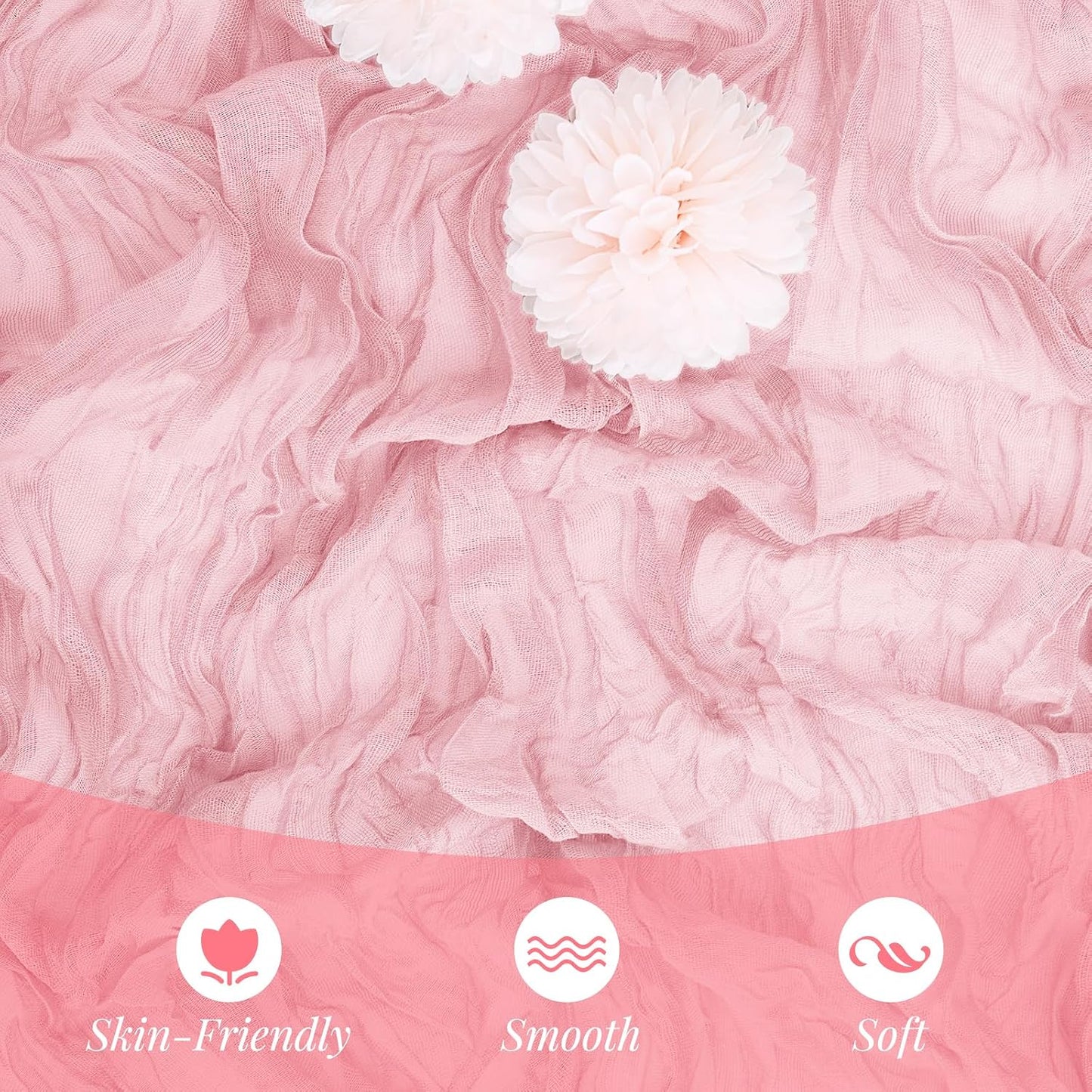 Aktor 6 Pack Pink Cheesecloth Table Runner 10Ft Gauze Table Runner Boho Semi Sheer Cheese Cloth Fabric Runners for Wedding Birthday Baby Shower Party Table Decoration（Pink）