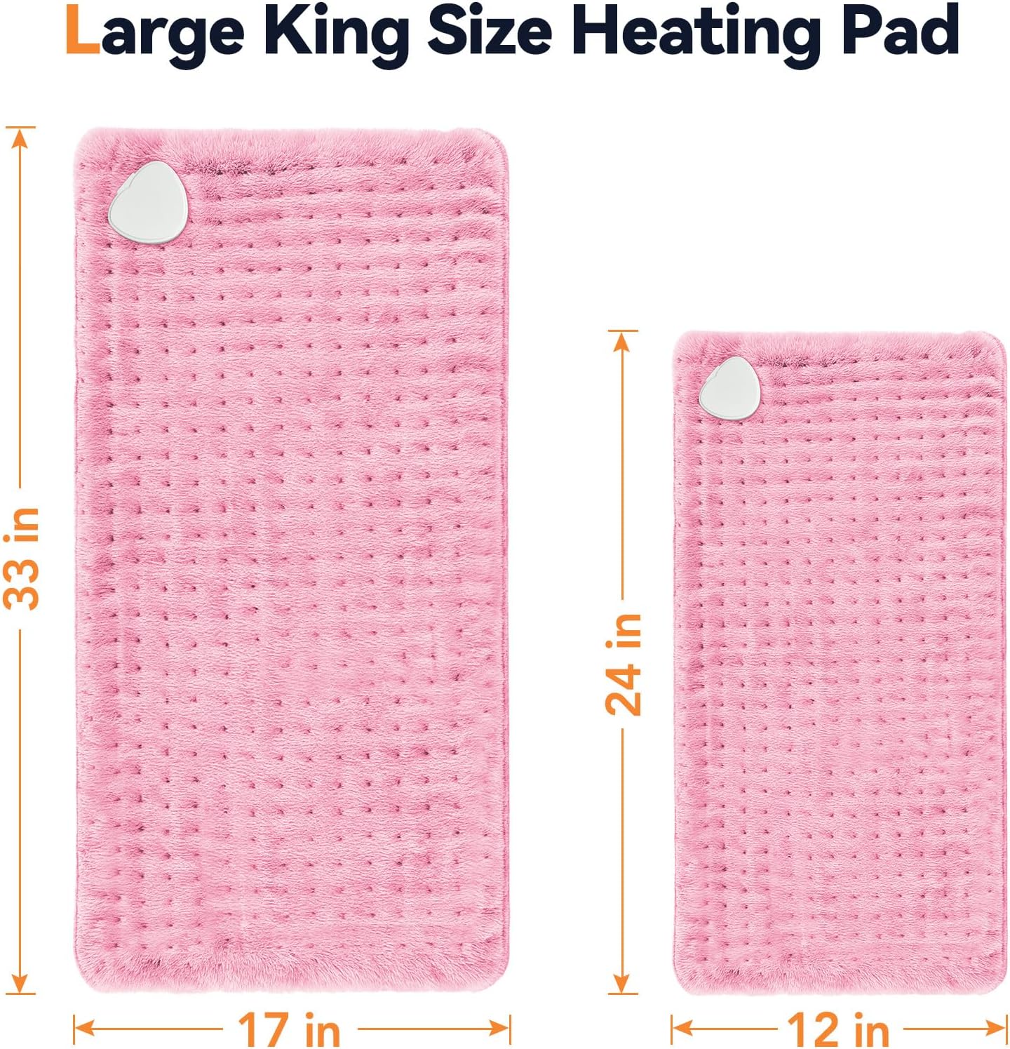 Heating Pad for Back Pain, 17"x33" Electric Heat Pad with 9 Heat Levels & 4 Auto-Off Timers, Portable Heating Pad for Period Cramps, Shoulder, Neck, Machine Washable, Gifts for Women Men, Pink