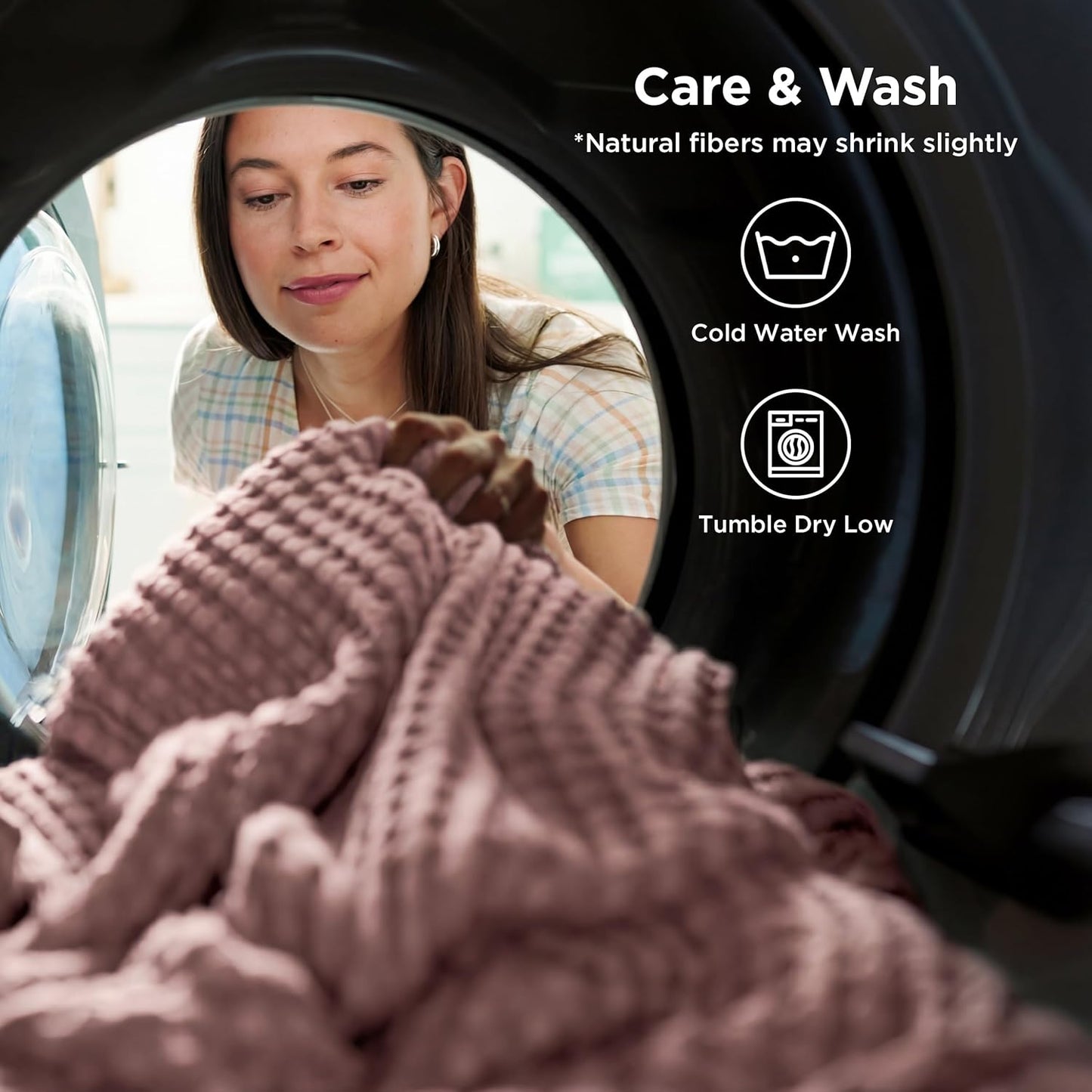 Bedsure Cooling Cotton Waffle Queen Size Blanket - Lightweight Breathable Blanket of Rayon Derived from Bamboo for Hot Sleepers,Spring Pink, 90x90 Inches