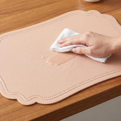 Solid Placemats Set of 6 Leather Placemats for Kitchen Dining Table Decor, Heat Resistant Table Placemats, Waterproof Table Mat 18x12in Pink