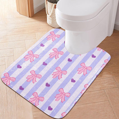 Pink Bows and Stripes Bathroom Rugs, Ultra Soft Absorbent Plush 16” x 24” Bath Mats, Non-Slip Machine Washable Shaggy Floor Rugs for Bathroom Tub