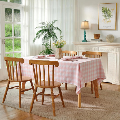 Veblandy Checkered Tablecloth Rectangle Waterproof Gingham Table Cloth Washable Buffalo Plaid Table Cover Wrinkle Free for Kitchen, Dining and Outdoor Picnic, 60 x 84 Inch, Pink and White