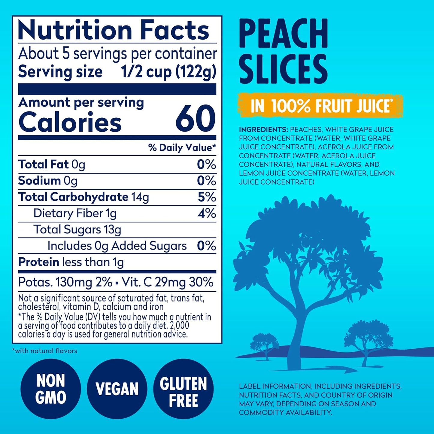 Dole Sliced Peaches in 100% Fruit Juice - Dole Resealable Fruit Jars - Rich Source of Vitamin C - 23.5 oz - 8 Pack