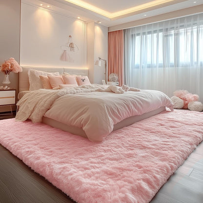 PAGISOFE Pink Rugs for Girls Bedroom 4x6 Ft Fluffy Cute Girls Room Decor Aesthetic Area Rugs Kawaii Baby Nursery Rugs Plush Playroom Shag Teen Girl Rug Thick Fur Dorm Rug Living Room Carpet