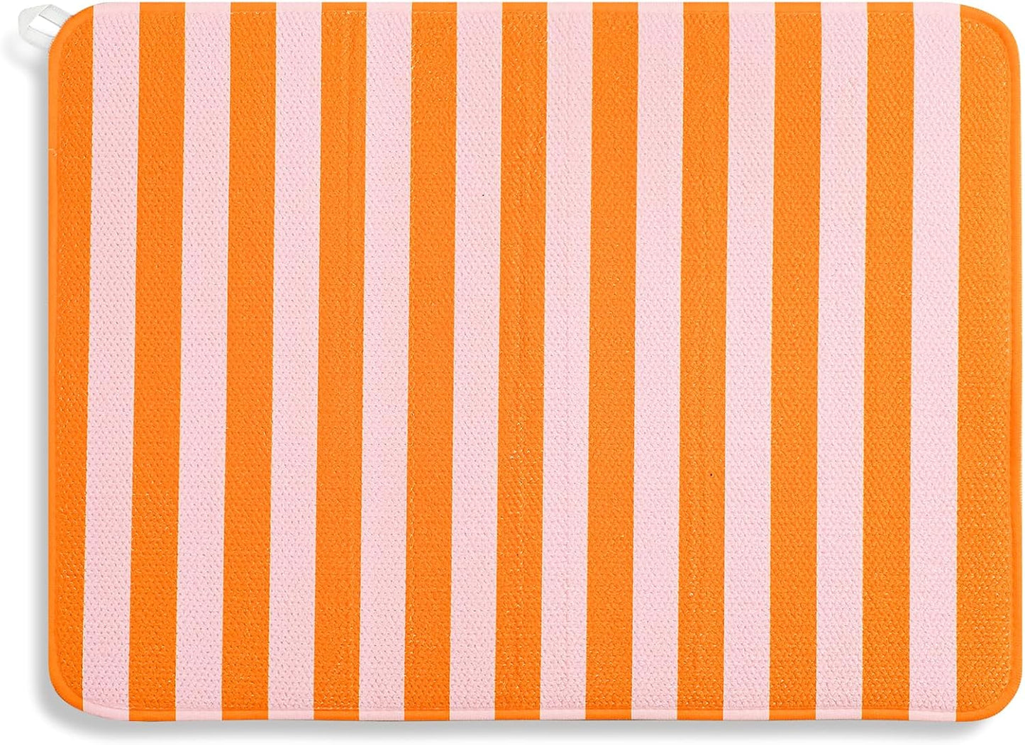 JarThenaAMCS Pink Orange Stripe Dish Drying Mat 18 x 24 Inch Draining Mat Absorbent Non-Slip Drain Pad Dish Rack Drainer Mats for Kitchen Counter Cafe Bar Countertop Decor