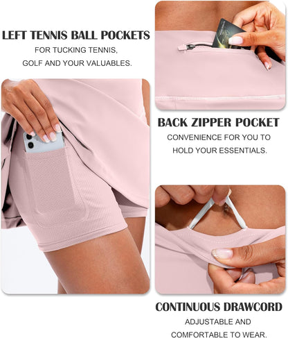 Soothfeel Pleated Tennis Skirt for Women with Pockets Women's High Waisted Athletic Golf Skorts Skirts for Workout Running
