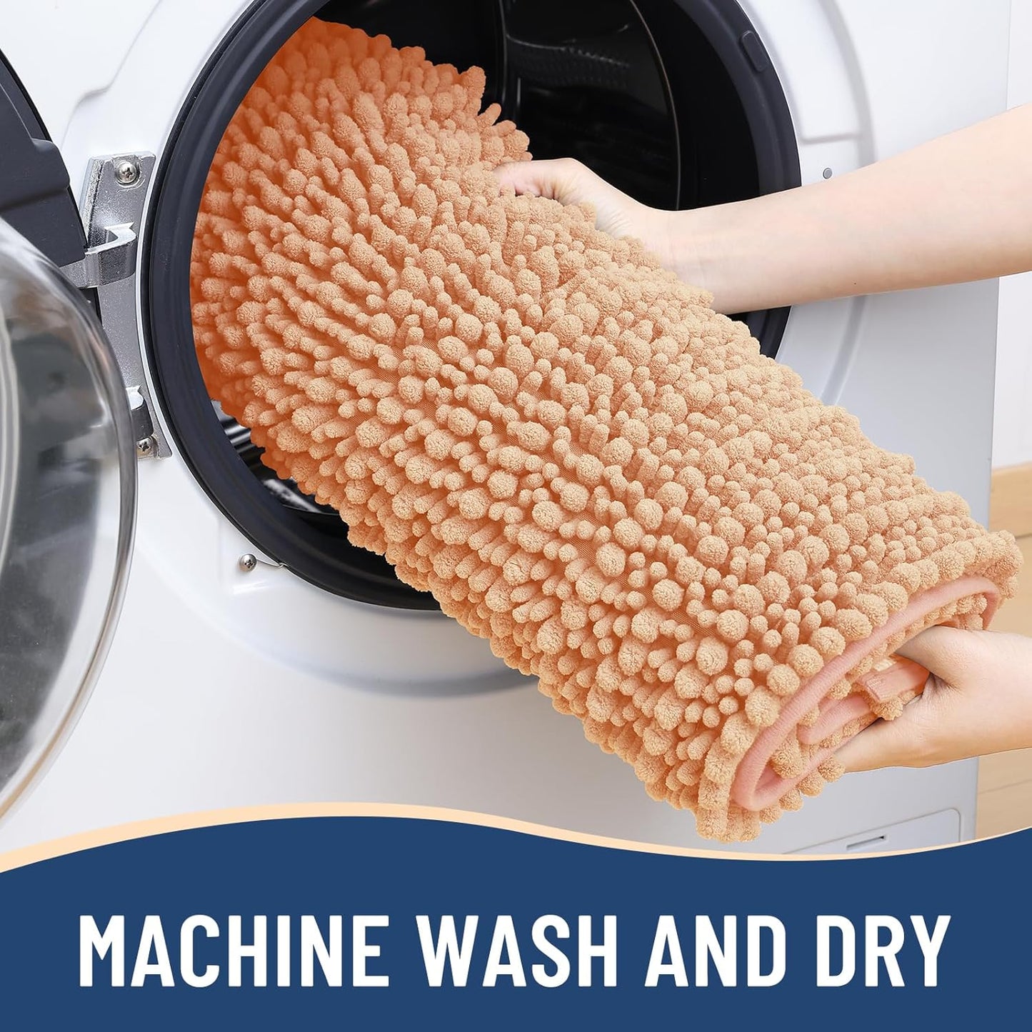 Arotive Luxury Bathroom Rugs 30x20, Extra Soft Thick Absorbent Shaggy Chenille Bath Rugs, Non-Slip Machine Wash Dry, Bath Mats for Bathroom Floor, Tub and Shower, Home Decor Accessories, Peach