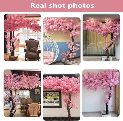 Large Artificial Cherry Blossom Trees Pink 6.6ft for Indoor Outdoor Home Decor,Tall Fake Japanese Cherry Blossom Wishing Trees for Living Room Garden Party,Wedding,Courtyards,Centerpieces