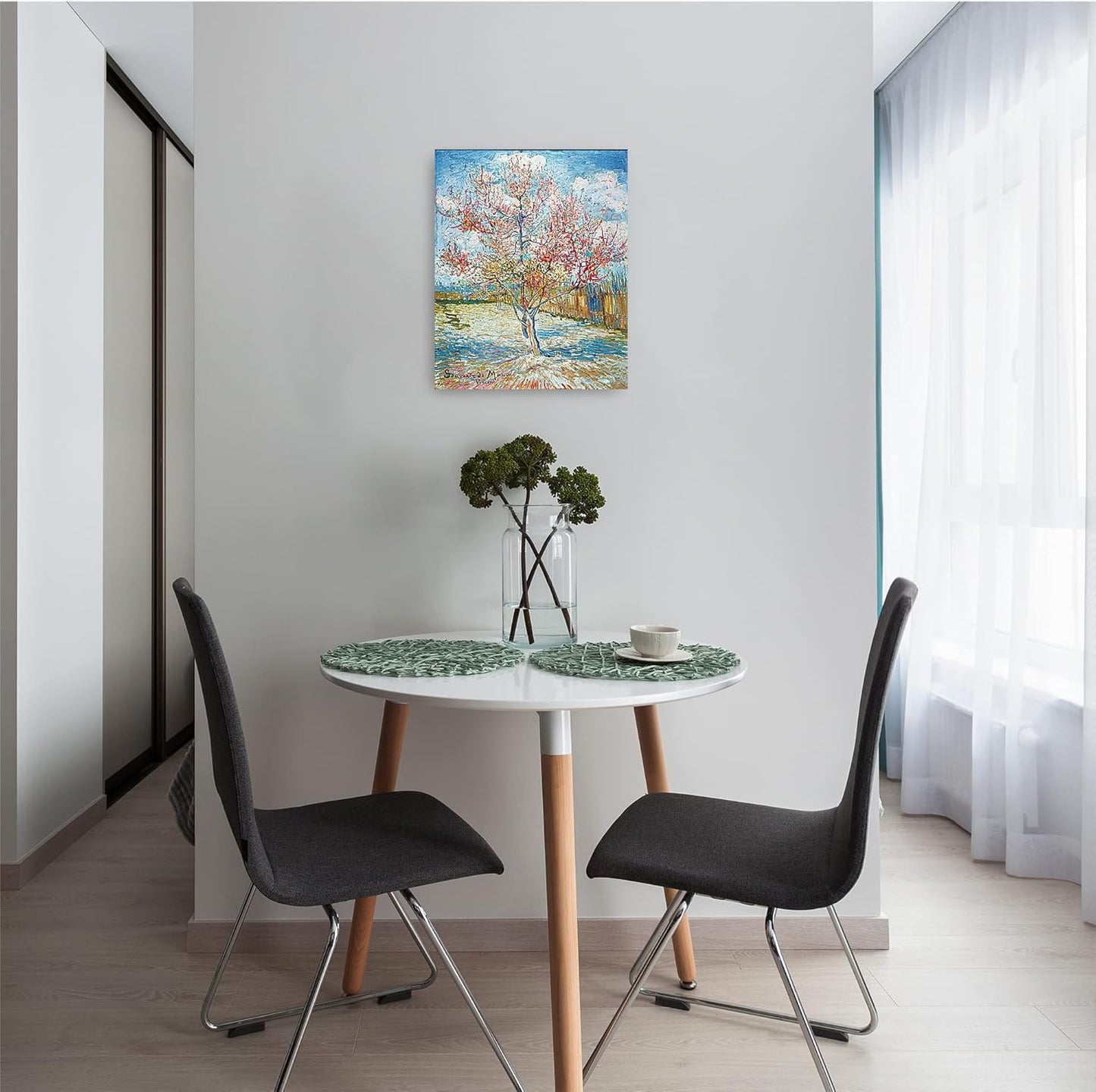 A&T ARTWORK Pink Peach Trees Vincent Van Gogh. The World Classic Art Reproductions, Giclee Canvas Prints Wall Art for Home Decor, 16x20 inches