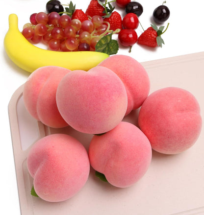 Caihao 6PCS Artificial Fruits, Foam Peaches, Decorative Fruits and Pink Peaches are Lifelike and Very Suitable for Counters, Glass Jars, Dining Tables and Christmas Home Decorations.