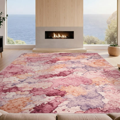 Design&I 4'x6' Machine Wash Ready Abstract Abstract Area Rug, Peach Chair-Friendly & Snag-Free Skid-Resistant Medium Carpet for Home Office, Gaming Room, Under Desk | 2167545