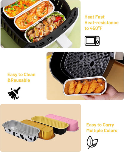 Mini Cake Pans with Lids & Spoons, 6.8oz 50 Pack Aluminum Mini Loaf Pans, Oven Safe Disposable Baking Tins for Brownie Cheesecake Lasagna,Pink