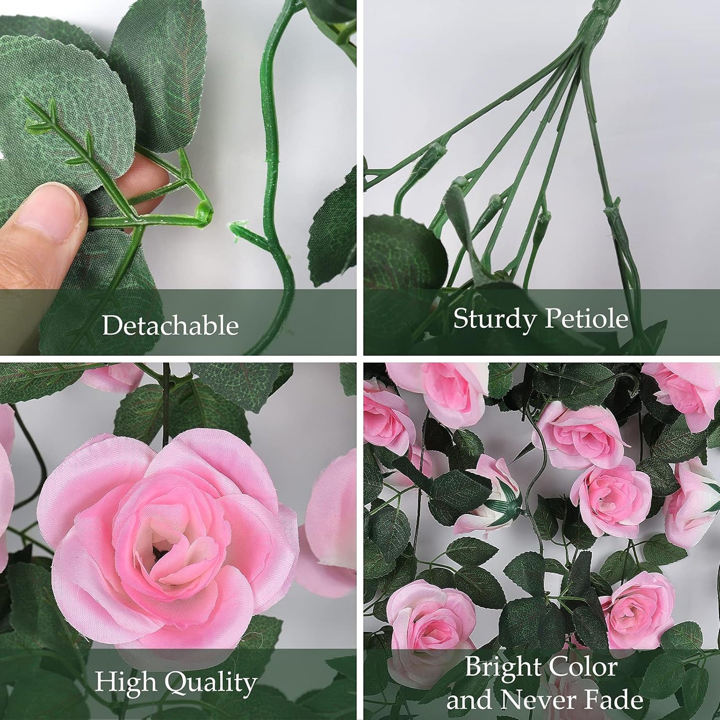 RECUTMS Fake Hanging Flowers, 2 PCS Pink Rose Artificial Flower Vines, 3.3Ft Blush Pink Roses for Wall Decor, Wedding, Home, Bridal Shower, Valentines, Easter, Friendship Day Party Decoration (Pink)