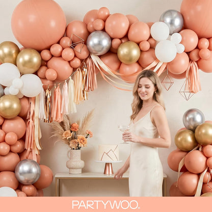 PartyWoo Peach Balloons 140pcs Different Sizes of 18 12 10 5 Inch Light Orange Blush Pink Latex Balloon Arch Kit for Wedding Bridal Shower Baby Shower Birthday Party Decorations Orange-Y21