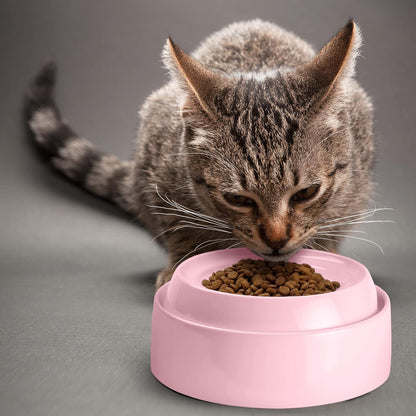 CatGuru Cat Bowls, Whisker Friendly Food Bowl for Indoor Cats, Reliefs Whisker Fatigue, Wide Kitten Dish, Non Slip Pet Dishes, Shallow Pet Plates (Pink, (Pack of 2))