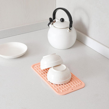 MicoYang Silicone Dish Drying Mat for Multiple Usage,Easy clean,Eco-friendly,Heat-resistant Silicone Mat for Kitchen Counter or Sink,Refrigerator or Drawer Liner Pink S 12 inches x 6 inches