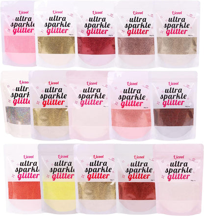 Holographic Fine Glitter, 100g/3.5oz Extra Fine Glitters Powder Packs for Resin, Craft Glitter for Tumblers Candle Slime Making, Festival Body Face Eyeshadow Nail Glitter (Light Pink)