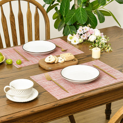 Artoid Mode Pink Vinyl Placemats Set of 4, Washable Heat Resistant Non-Slip Plastic PVC Place Mats for Farmhouse Holiday Party Dining Decor