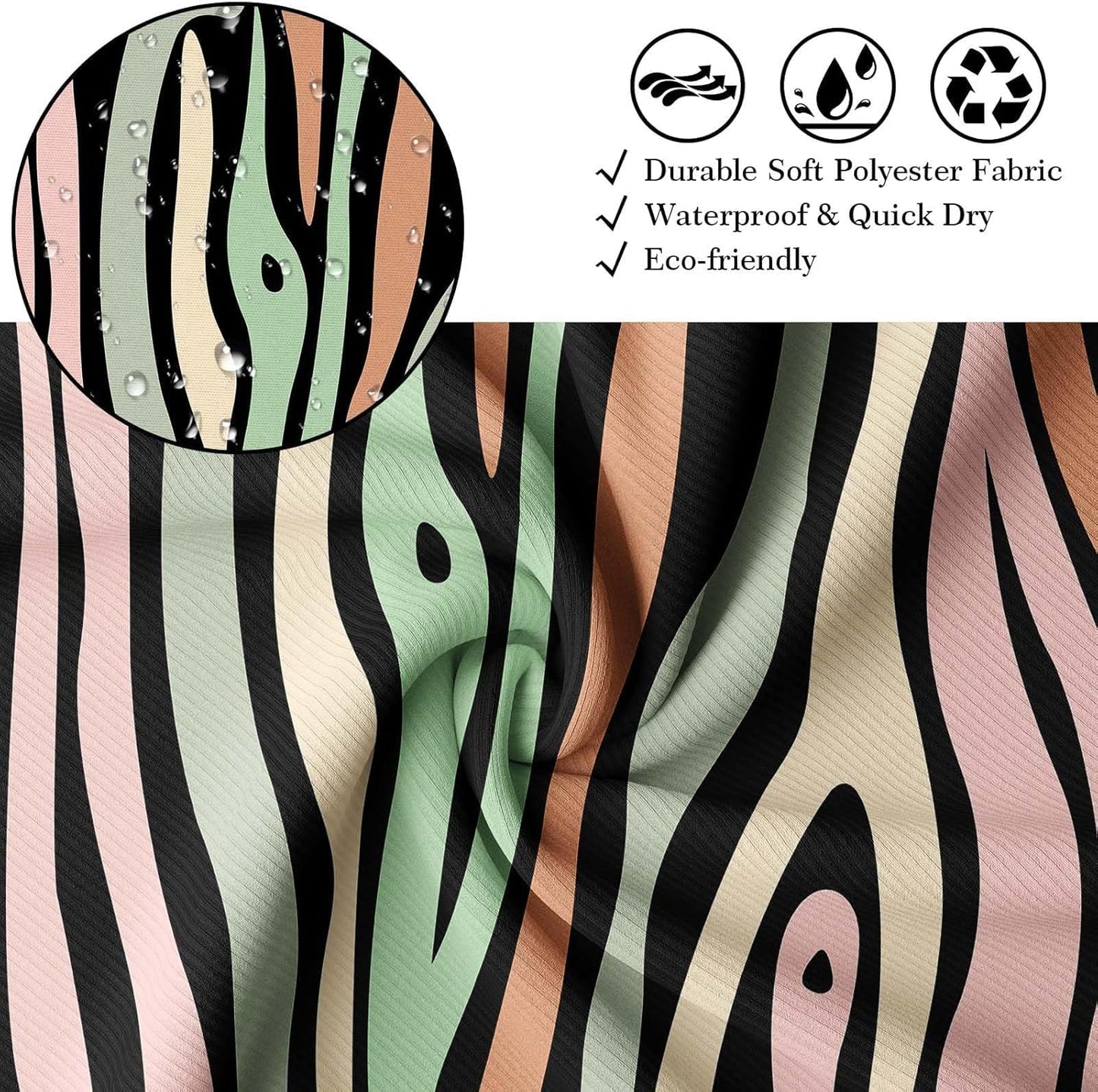 Abstract Stripe Shower Curtain Blush Pink Sage Green Wood Grain Pattern Shower Curtains for Bathroom Decor, Waterproof Cloth Fabric with Hooks 70 x 72 Inches