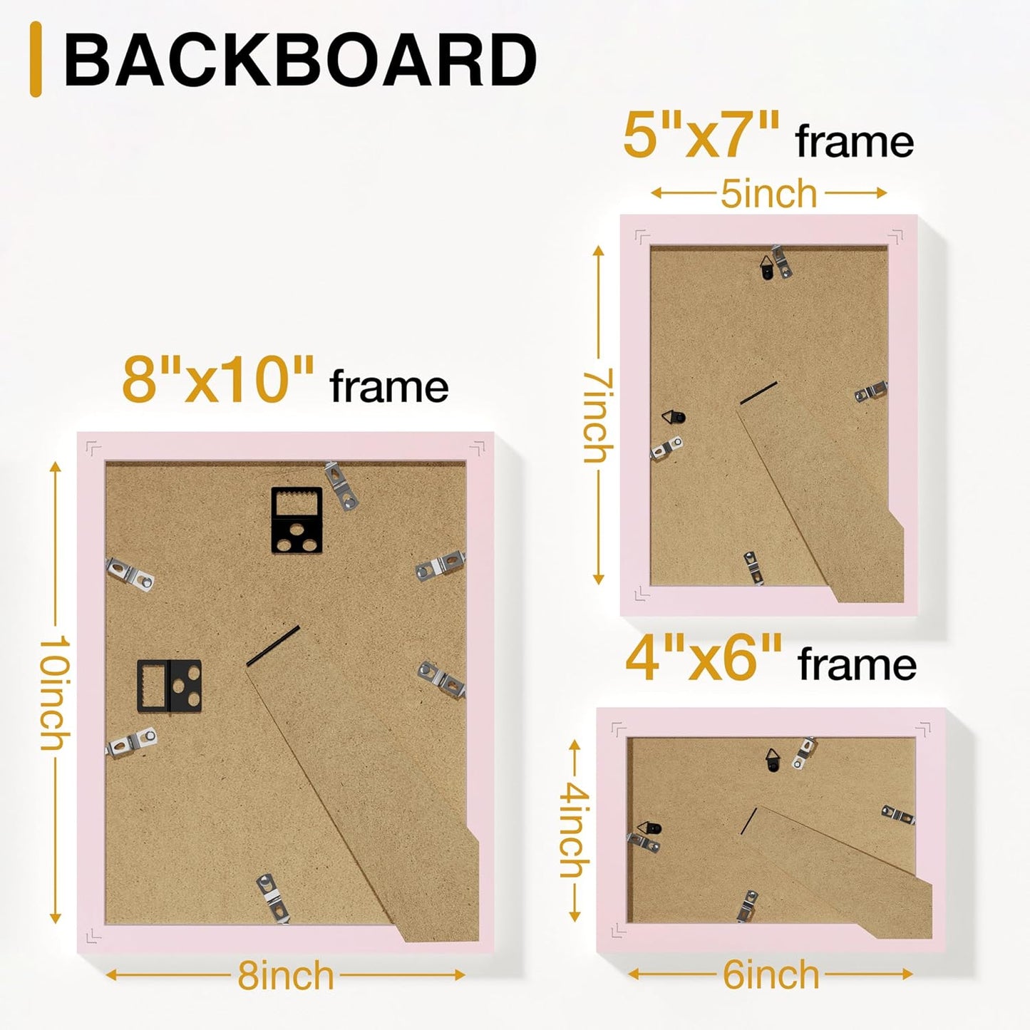 Vittanly 10 Pack Picture Frames Collage Wall Decor, Gallery Frame Set for Wall Mounting or Tabletop Display, Multi Sizes Including 2pcs 8x10, 4pcs 5x7, 4pcs 4x6, Pink