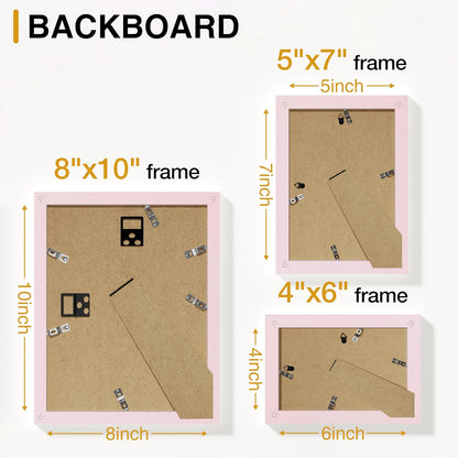 Vittanly 10 Pack Picture Frames Collage Wall Decor, Gallery Frame Set for Wall Mounting or Tabletop Display, Multi Sizes Including 2pcs 8x10, 4pcs 5x7, 4pcs 4x6, Pink