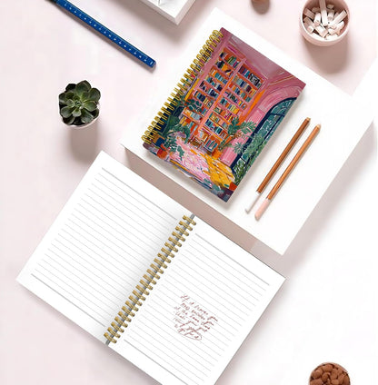 EUYTHNGYF Henri Matisse Inspired Pastel Pink Book Notebook, Reading Journal for Book Lover Reader, Librarian Gifts for Women Spiral Hardcover Notebook Journal, 5.5x8.3 Inches