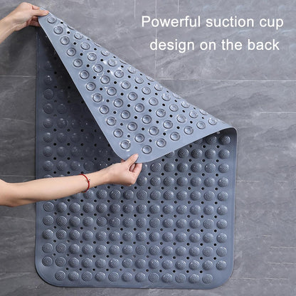 Non-Slip Bathtub Mat, Extra Soft PVC Shower Mat with Suction Cups, Machine Washable Bathroom Floor Mat for Tubs Home Kitchen Hotel，Pink，46x77cm